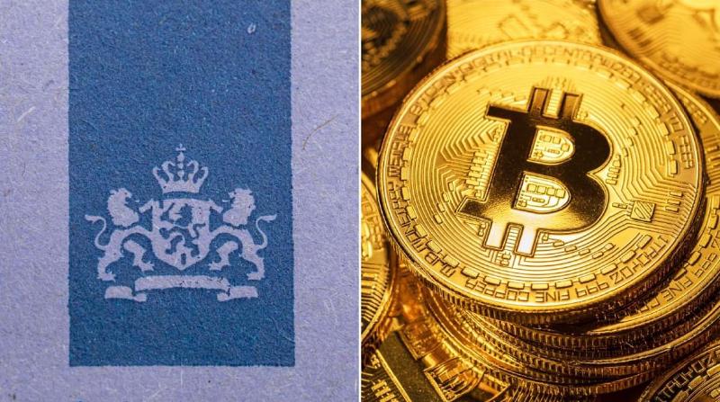 Belastingdienst logo en Bitcoin munt