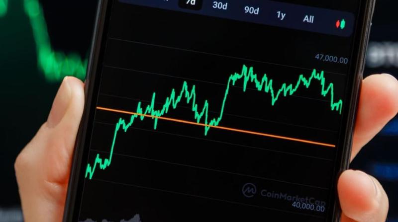Grafik harga Bitcoin hijau